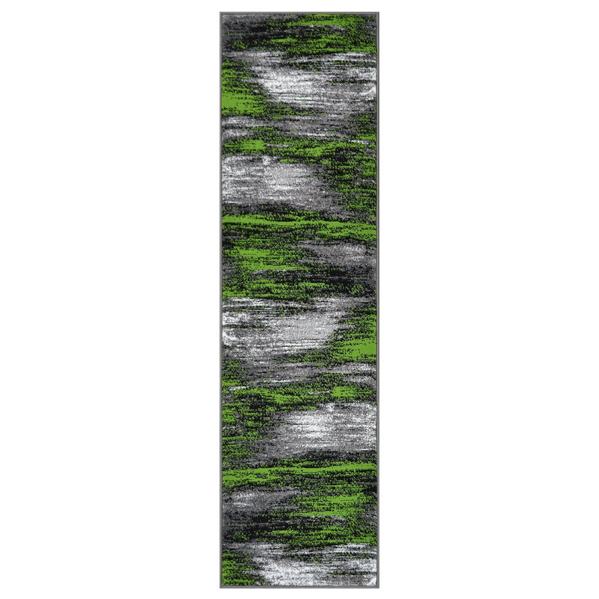 Electric Green, Grey, Silver, Black Abstract Rug Modern Contemporary Brush Pattern