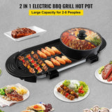 Electric Grill Hot Pot 2 in 1, Large Capacity Non-Stick Pan Portable Korean BBQ, Electric Shabu Hot Pot 110V Smoke Free Stove