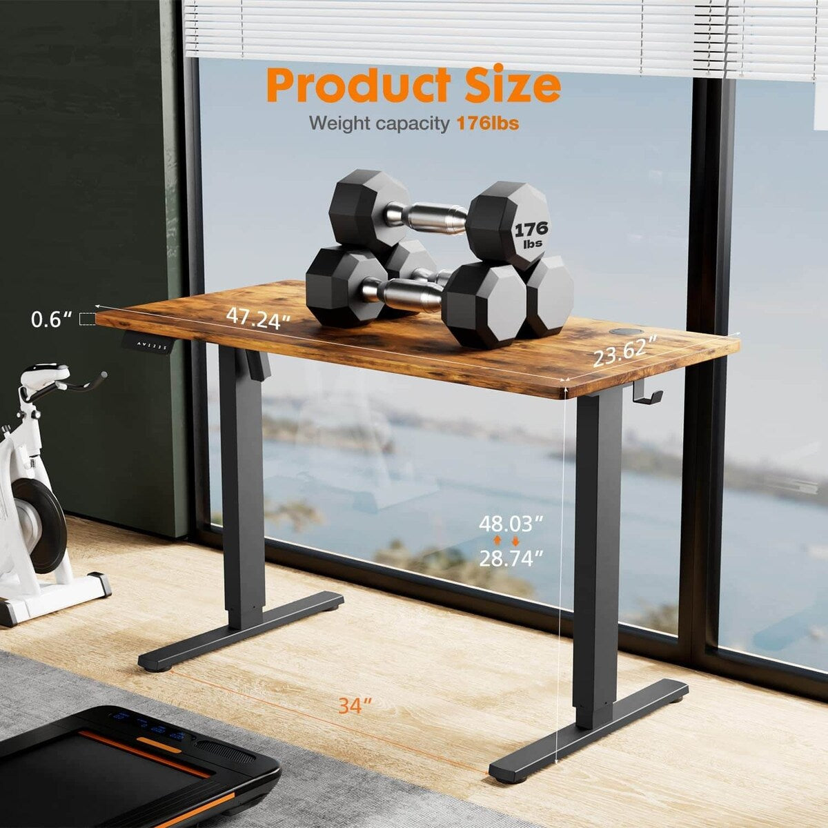 Electric Height Adjustable Standing Desk,Sit to Stand Ergonomic Computer Desk, 48'' x 24"