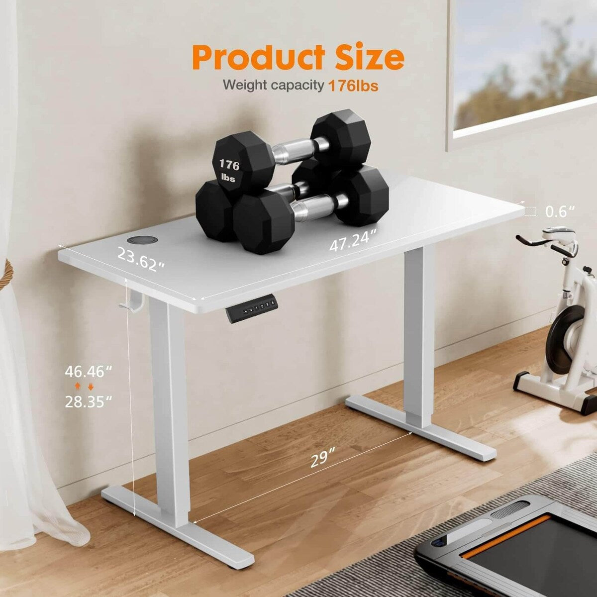 Electric Height Adjustable Standing Desk,Sit to Stand Ergonomic Computer Desk, 48'' x 24"