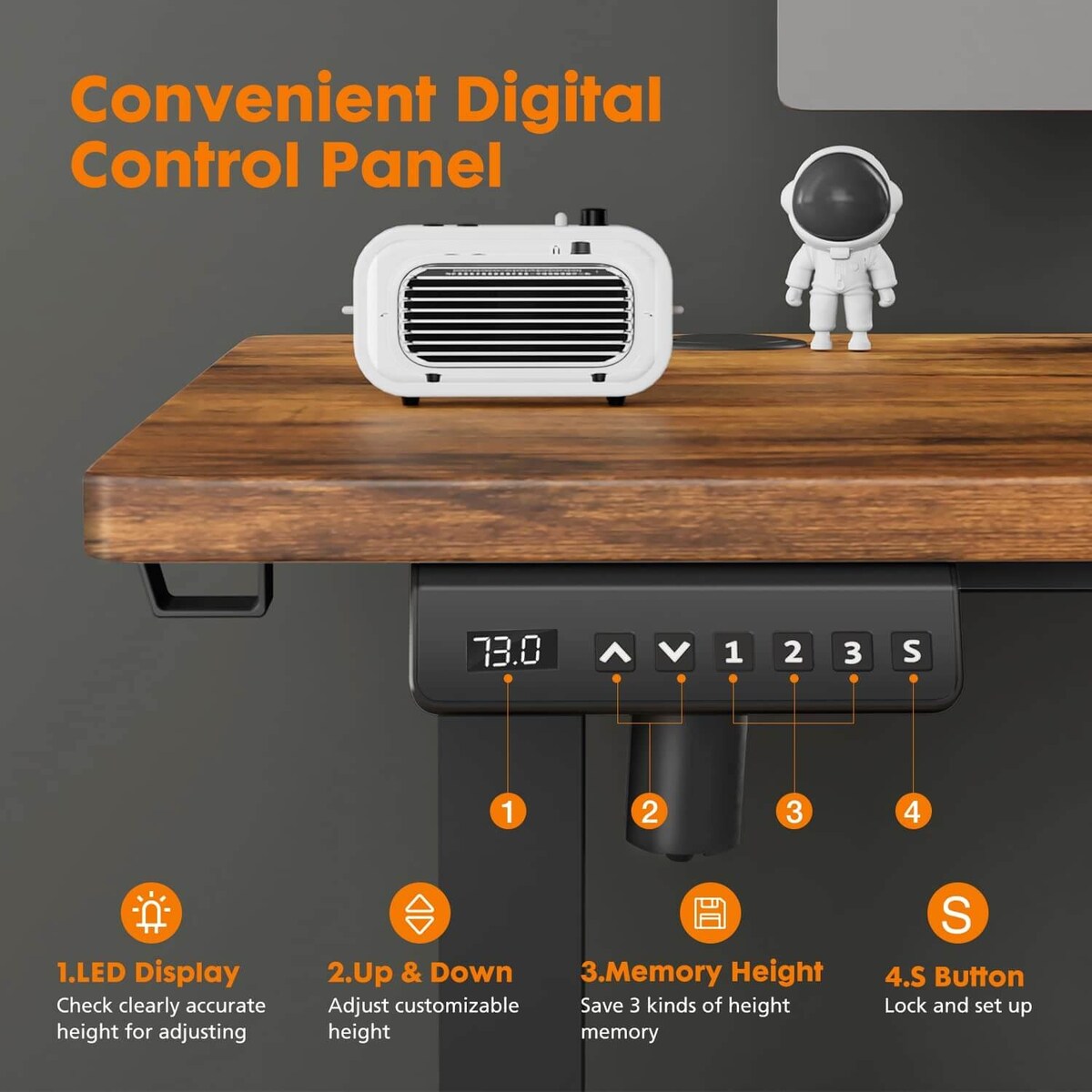 Electric Height Adjustable Standing Desk,Sit to Stand Ergonomic Computer Desk, 48'' x 24"