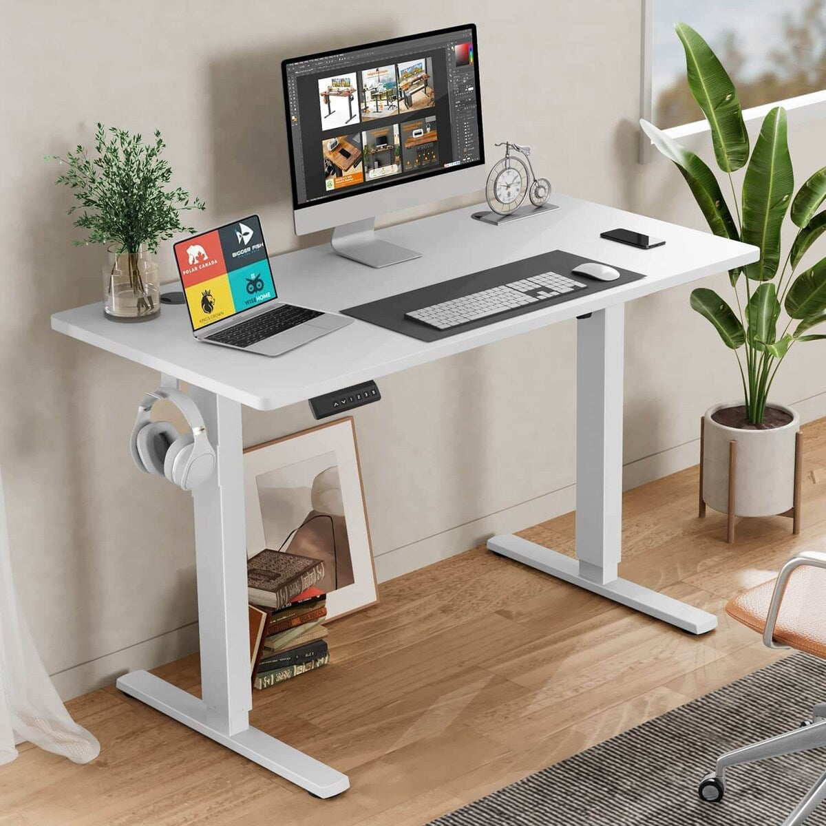 Electric Height Adjustable Standing Desk,Sit to Stand Ergonomic Computer Desk, 48'' x 24"