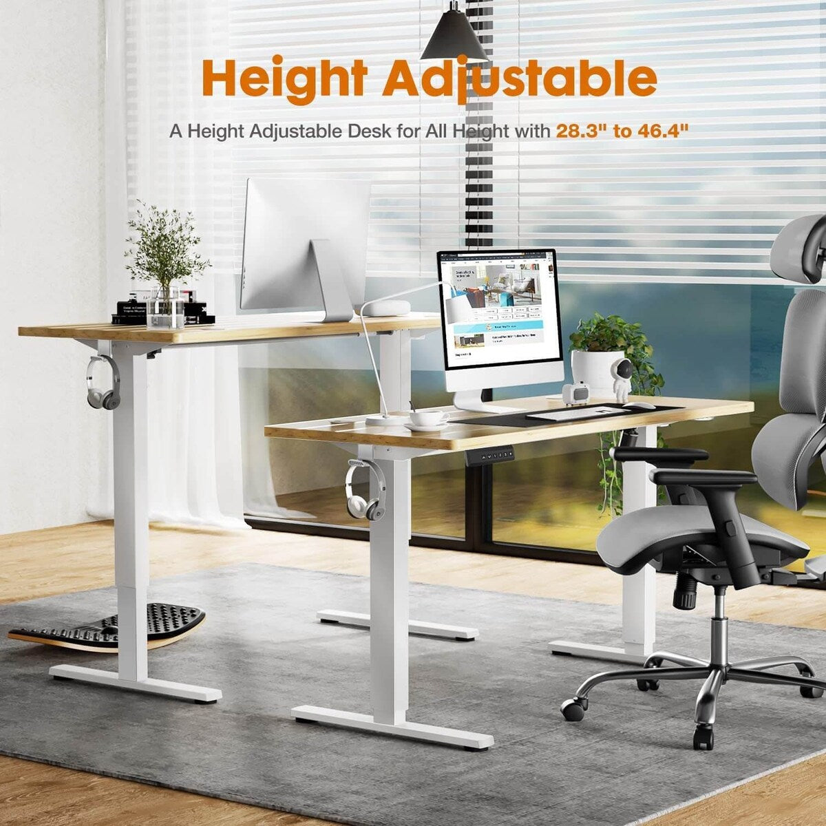 Electric Height Adjustable Standing Desk,Sit to Stand Ergonomic Computer Desk, 48'' x 24"