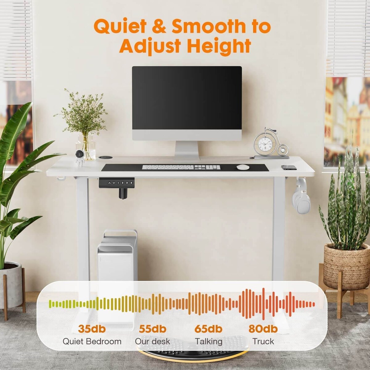 Electric Height Adjustable Standing Desk,Sit to Stand Ergonomic Computer Desk, 48'' x 24"
