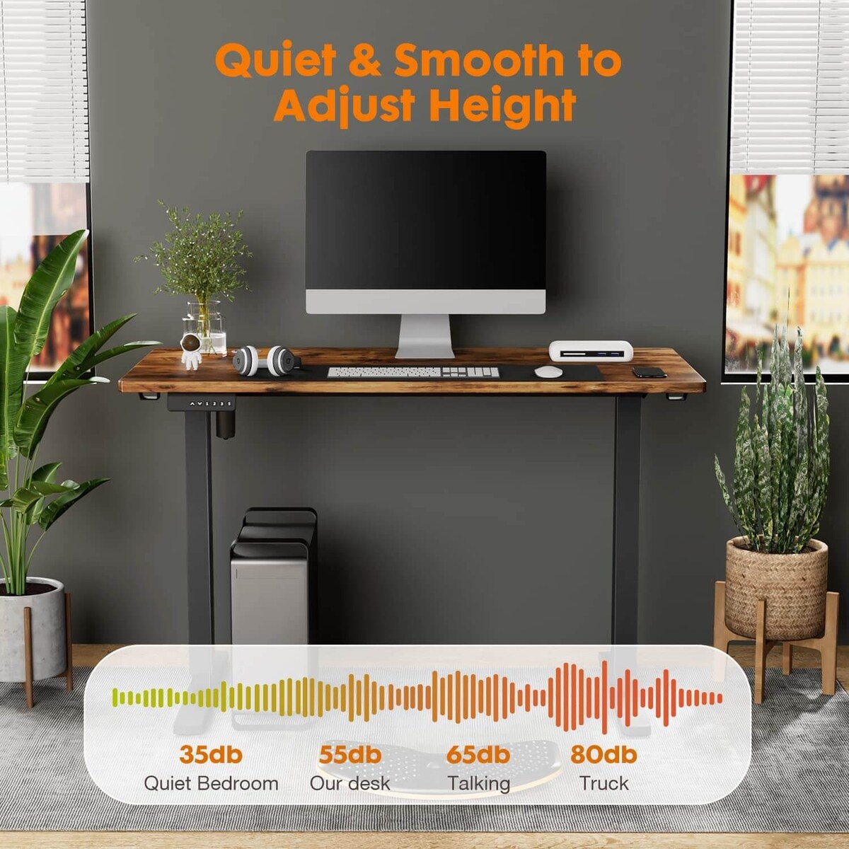 Electric Height Adjustable Standing Desk,Sit to Stand Ergonomic Computer Desk, 48'' x 24"