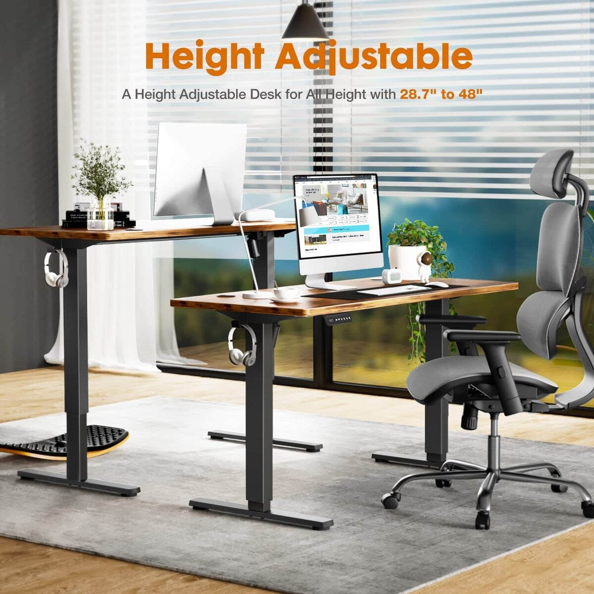 Electric Height Adjustable Standing Desk,Sit to Stand Ergonomic Computer Desk, 48'' x 24"