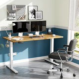 Electric Height Adjustable Wooden Desktop Standing Desk, Natural