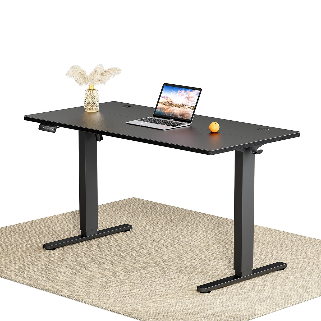 Electric Height Adjustable Wooden Desktop Standing Desk, Natural