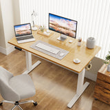 Electric Height Adjustable Wooden Desktop Standing Desk, Natural