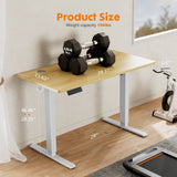 Electric Height Adjustable Wooden Desktop Standing Desk, Natural