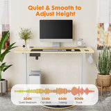 Electric Height Adjustable Wooden Desktop Standing Desk, Natural