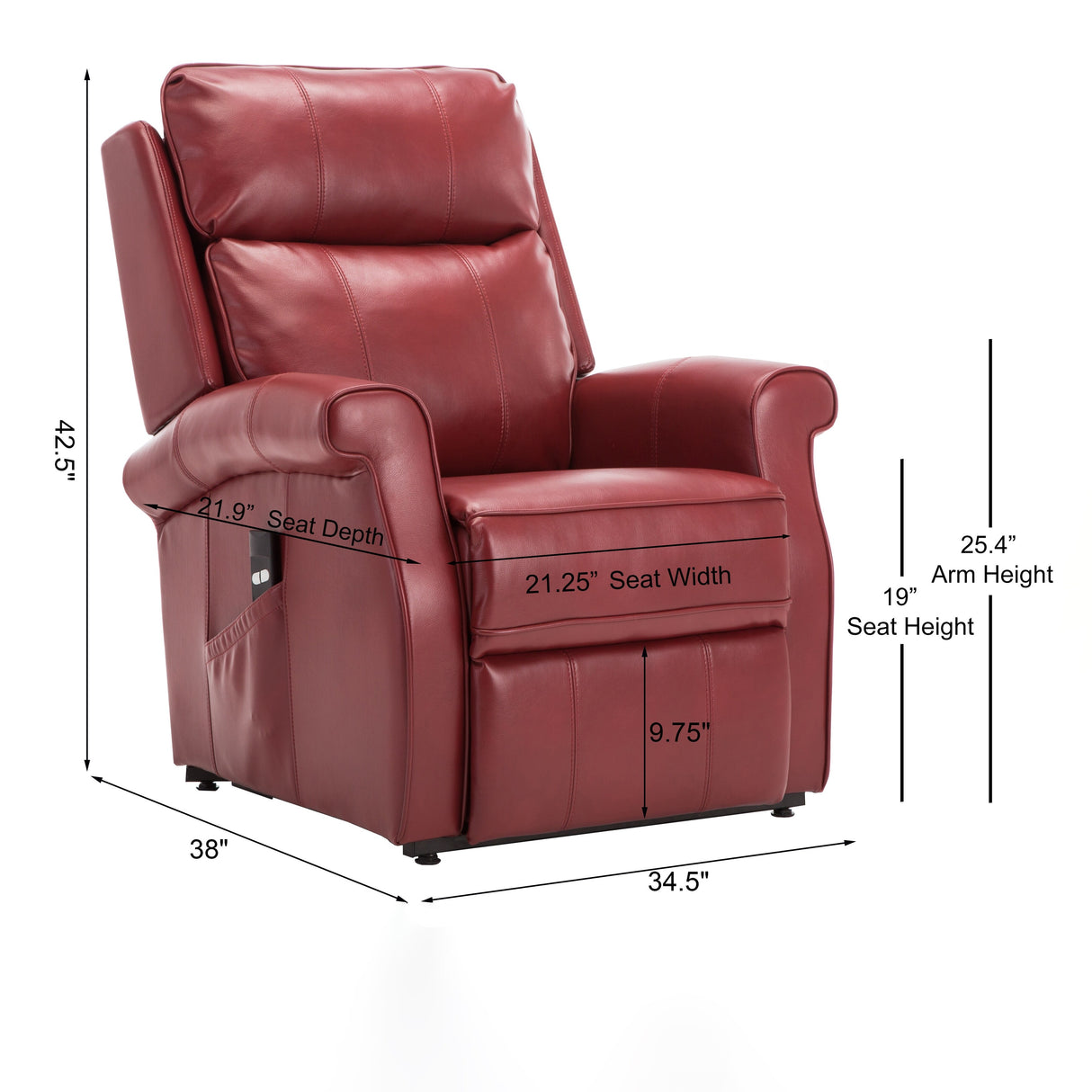 Electric Lift Chairs Adjustable Theater Seating Leather Massage Chairs, Red