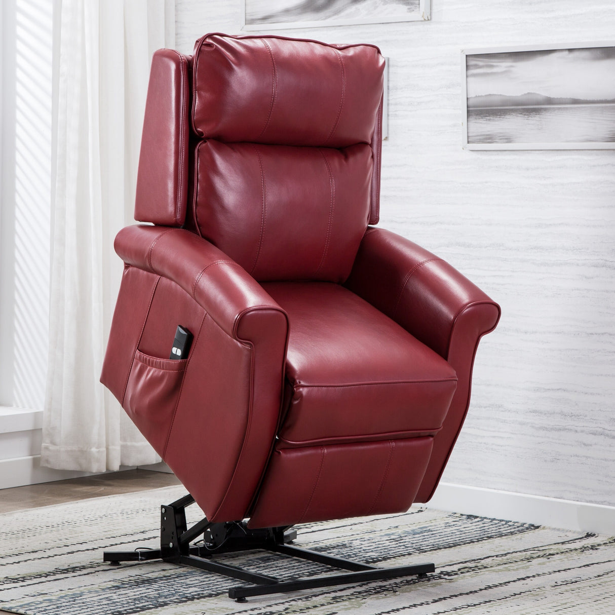 Electric Lift Chairs Adjustable Theater Seating Leather Massage Chairs, Red