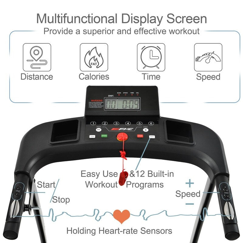 Electric Motorized Treadmill Running Exercise Machine Compact Treadmill for Home Gym Fitness Workout Jogging Walking