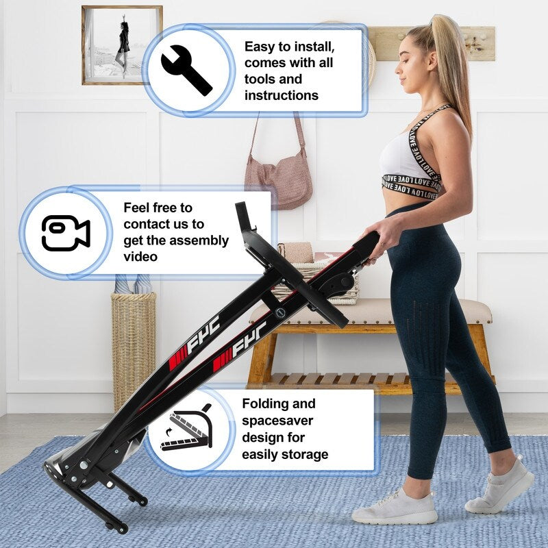 Electric Motorized Treadmill Running Exercise Machine Compact Treadmill for Home Gym Fitness Workout Jogging Walking