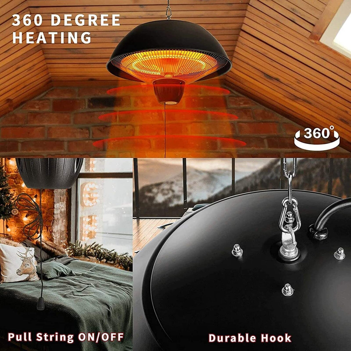 Electric Patio Heater, Outdoor Hanging Infrared patio heater - N/A