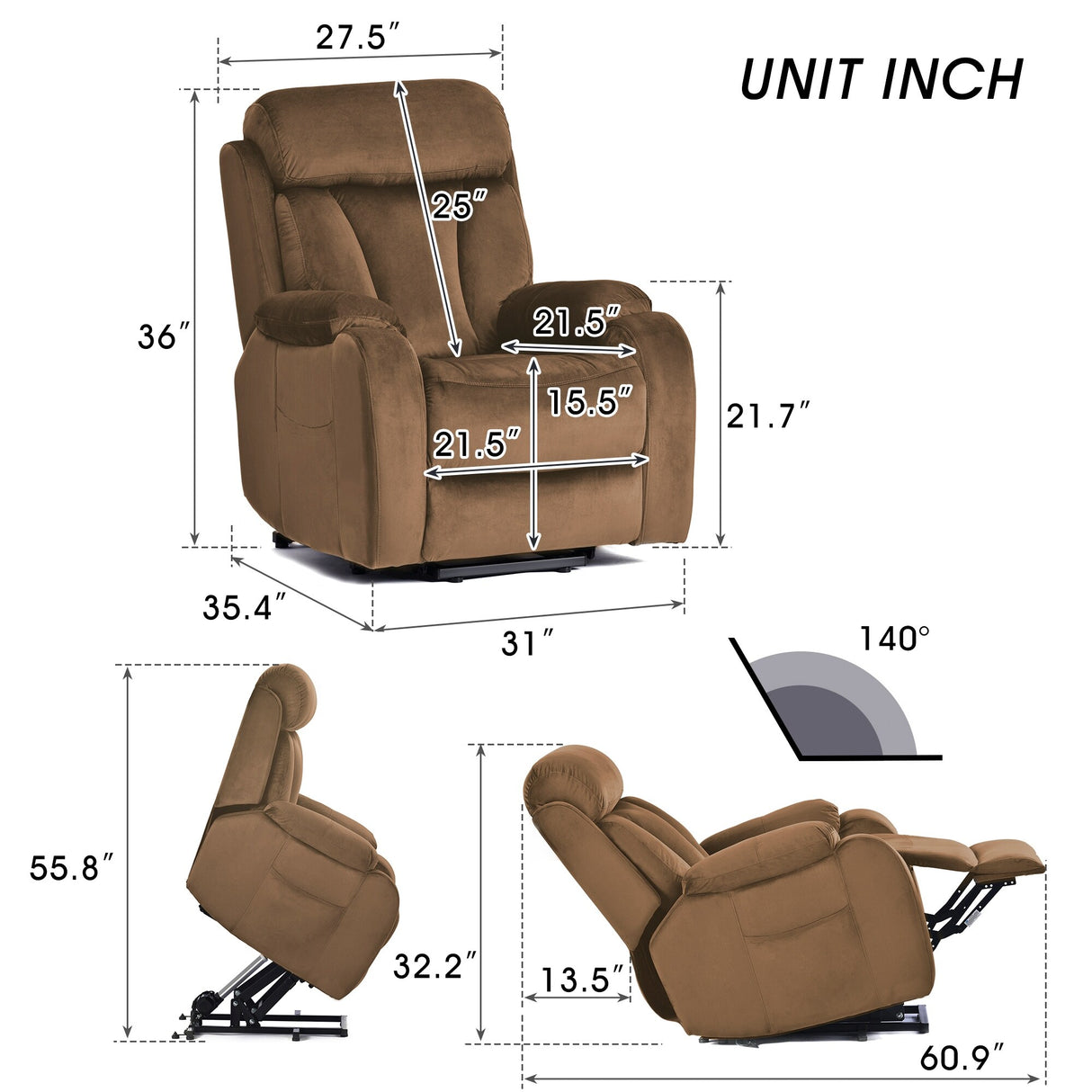 Electric Power Lift Recliner Chair Remote Control Recliner Sofa,Heavy duty Reclining Chair for Elderly Recliner Sofa for Bedroom