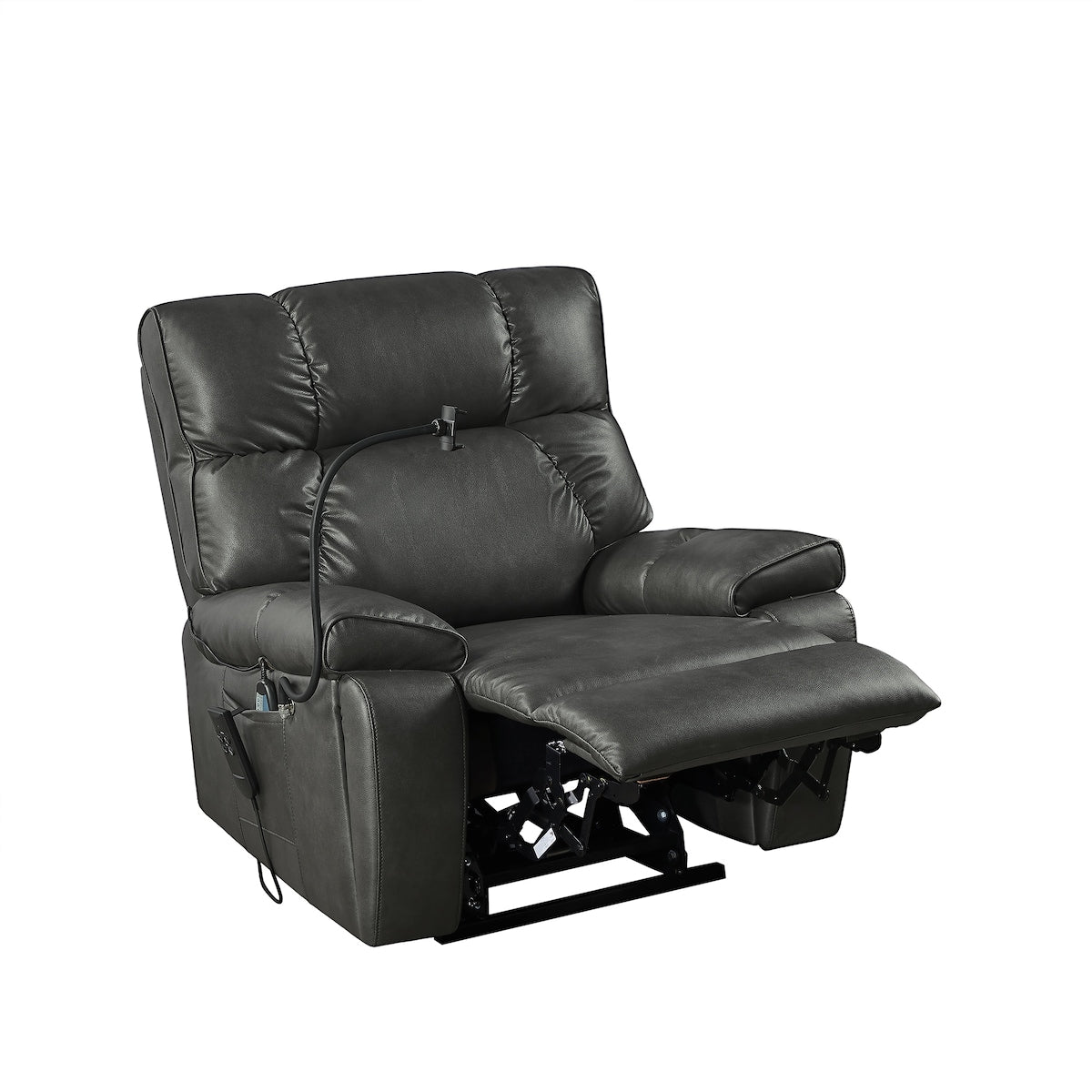 Electric Power Lift Recliner Chair with 2 Motors Massage and Heat for Elderly, 3 Positions, 2 Side Pockets, Cup Holders