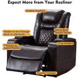Breathable Leather Home Theater Seating with with USB Ports and Cup Holders
