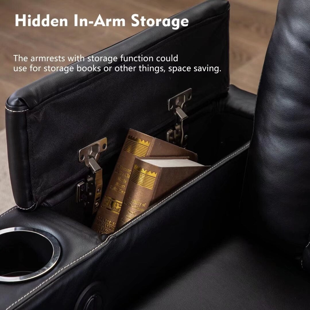Breathable Leather Home Theater Seating with with USB Ports and Cup Holders