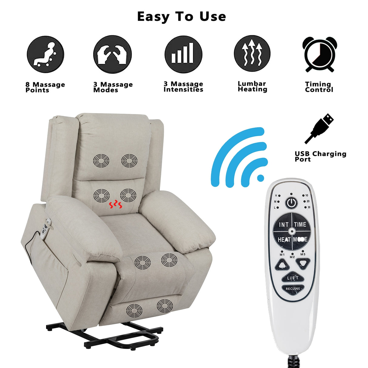 Electric Power Recliner Lift Chair with Massage