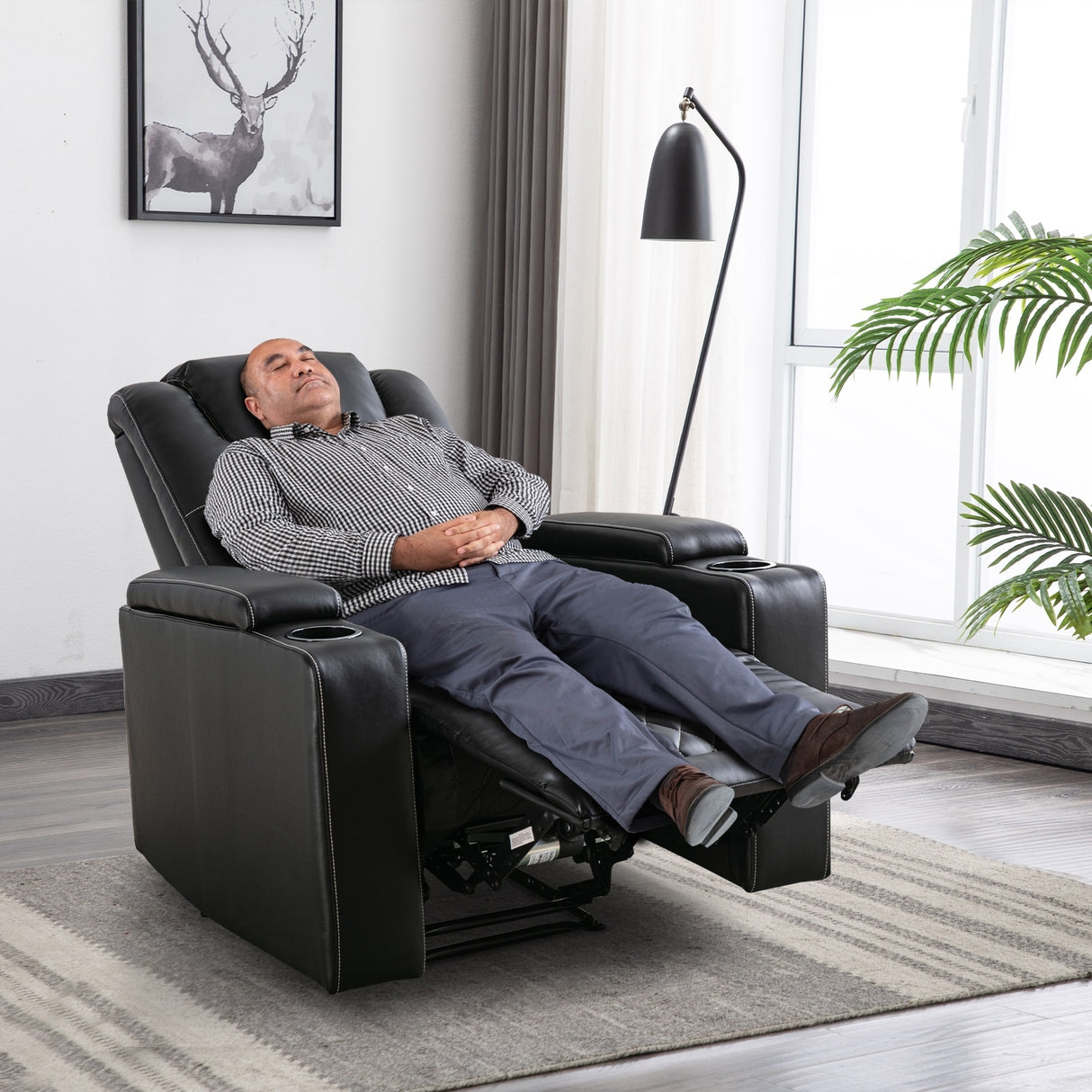 Electric Power Theater Recliner Chair with USB Ports and Cup Holders