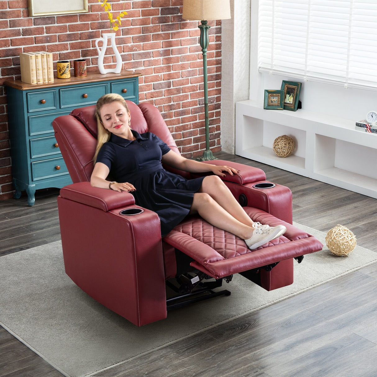 Electric Power Theater Recliner Chair with USB Ports and Cup Holders