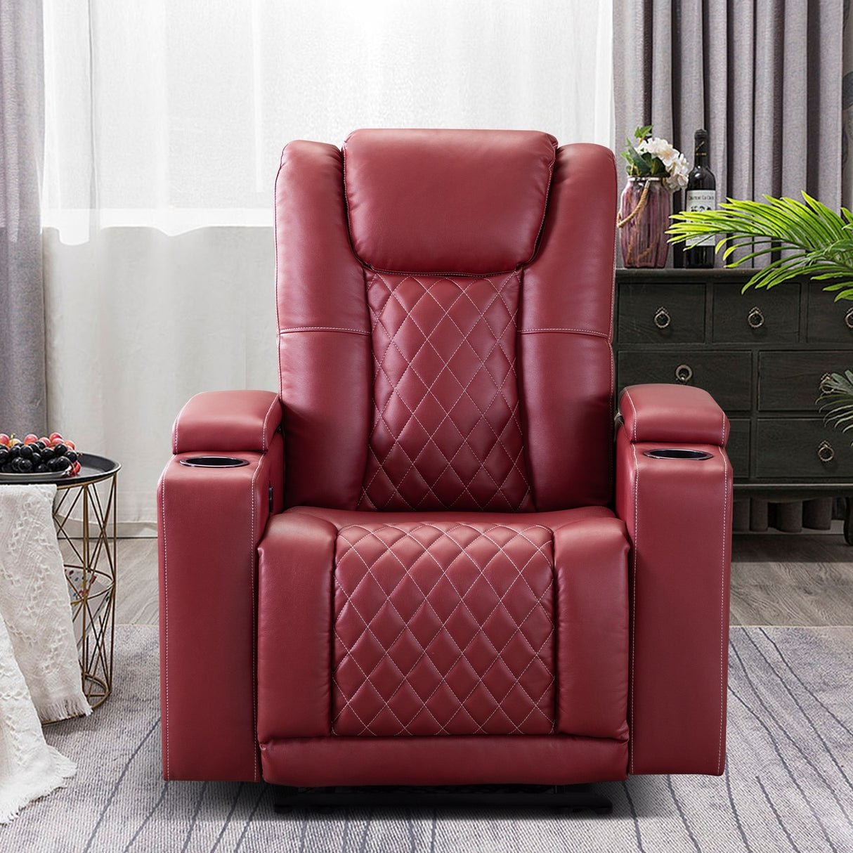 Electric Power Theater Recliner Chair with USB Ports and Cup Holders