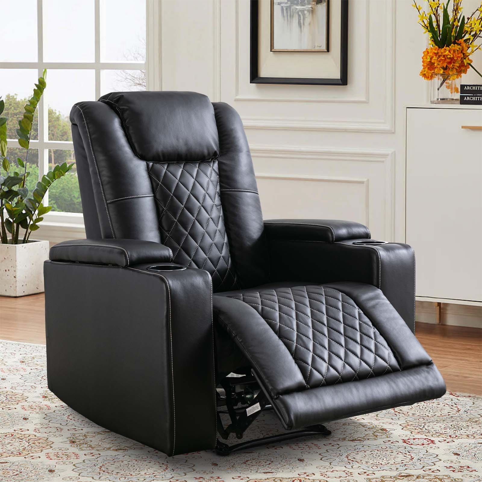 Electric Power Theater Recliner Chair with USB Ports and Cup Holders