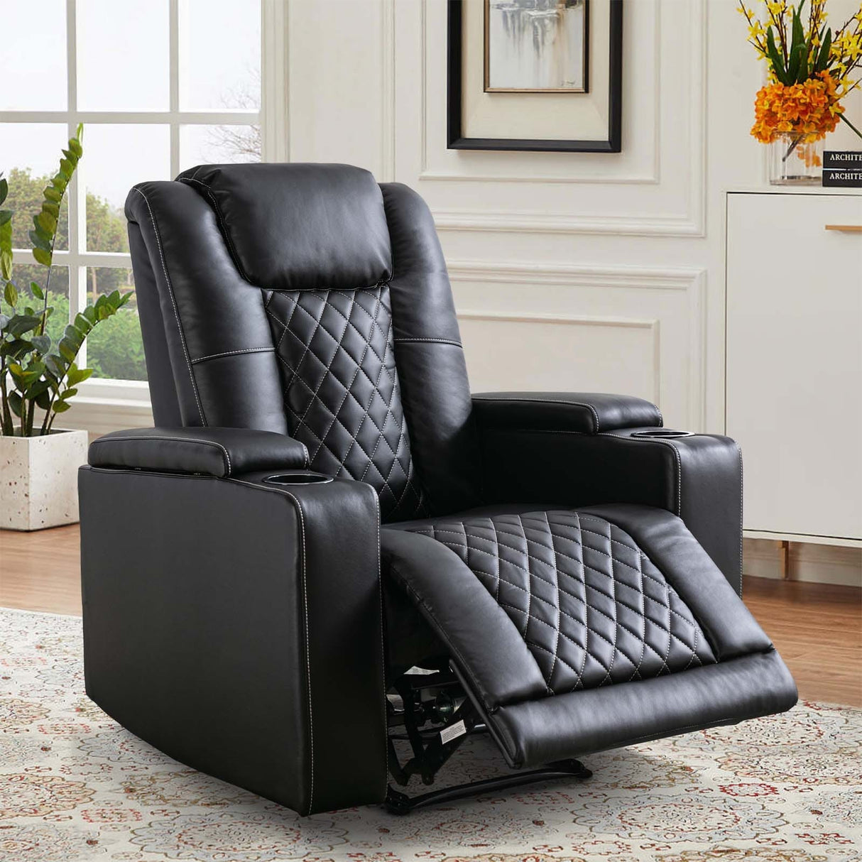 Electric Power Theater Recliner Chair with USB Ports and Cup Holders
