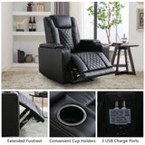 Electric Power Theater Recliner Chair with USB Ports and Cup Holders