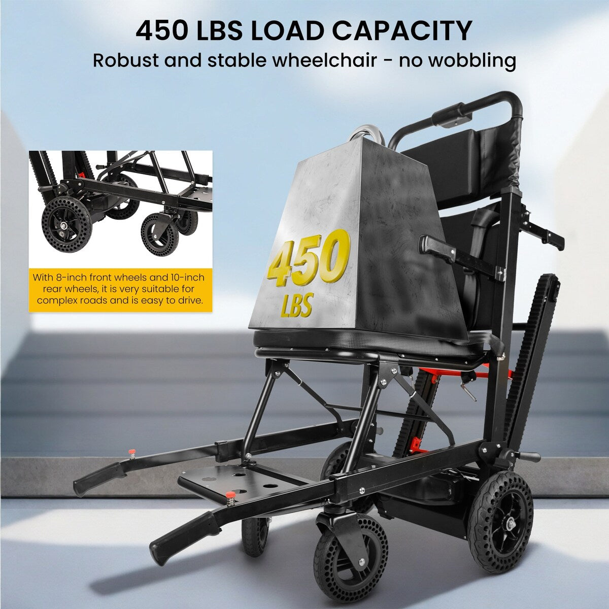Electric Stair Climbing Dolly Electric Stair Climbing Hand Truck, Elevator Stairlifts Wheel Chair Max 441 lbs Capacity, Black