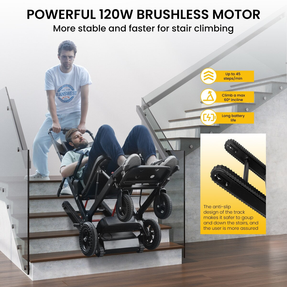 Electric Stair Climbing Dolly Electric Stair Climbing Hand Truck, Elevator Stairlifts Wheel Chair Max 441 lbs Capacity, Black