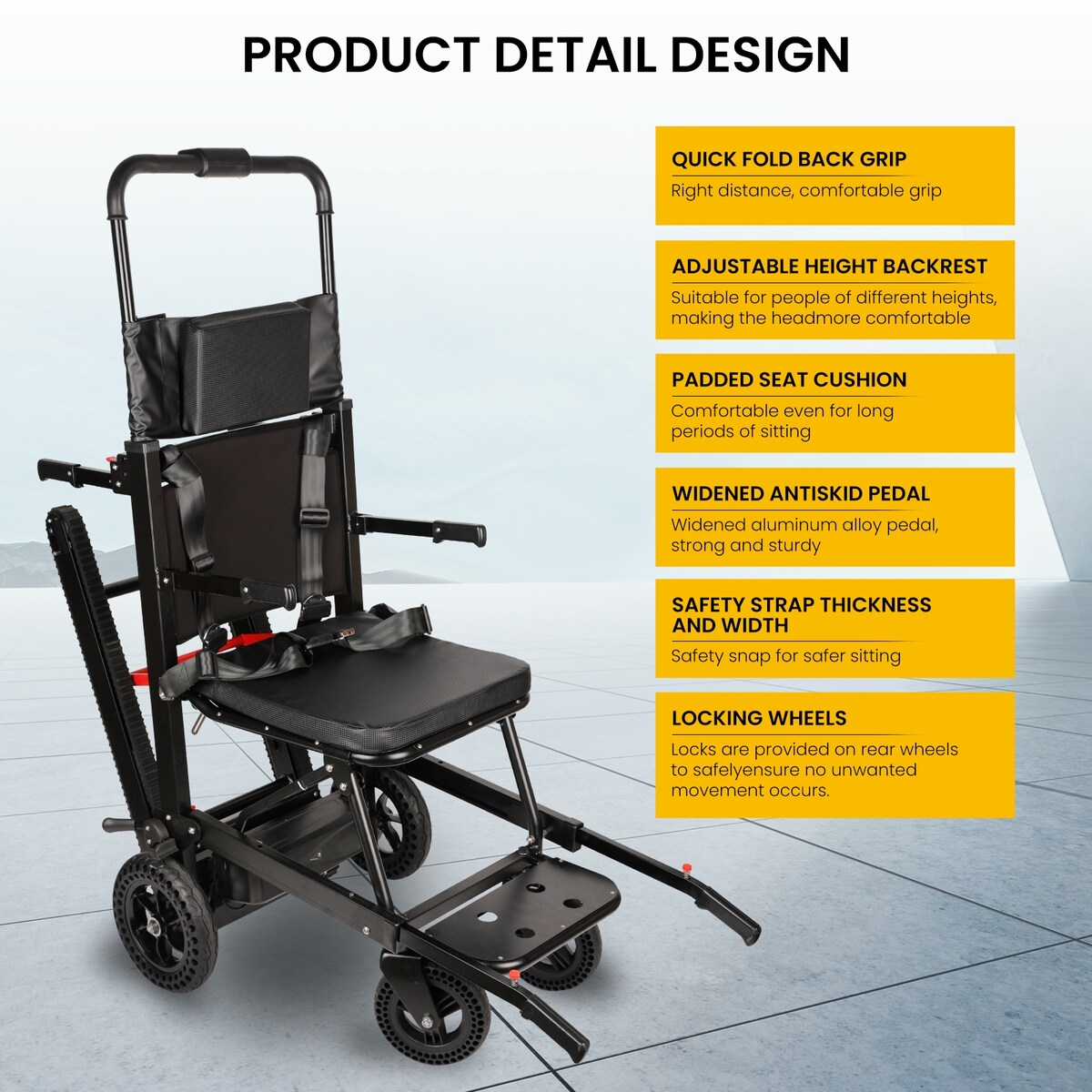 Electric Stair Climbing Dolly Electric Stair Climbing Hand Truck, Elevator Stairlifts Wheel Chair Max 441 lbs Capacity, Black