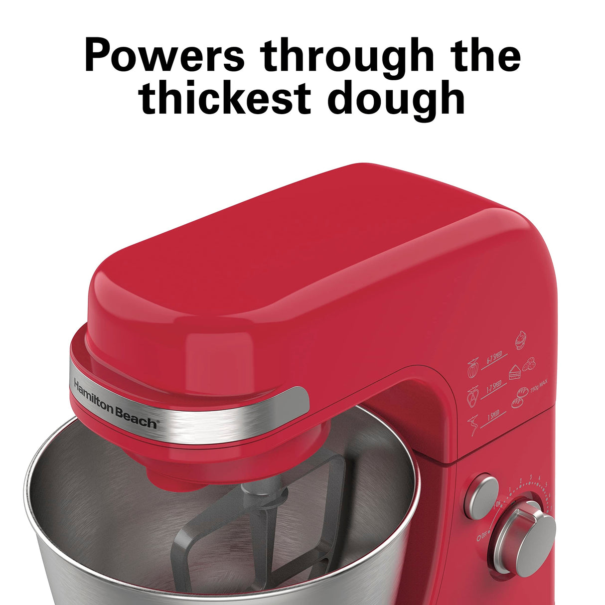 Electric Stand Mixer, 4 Quarts, Dough Hook, Flat Beater Attachments, Splash Guard 7 Speeds with Whisk
