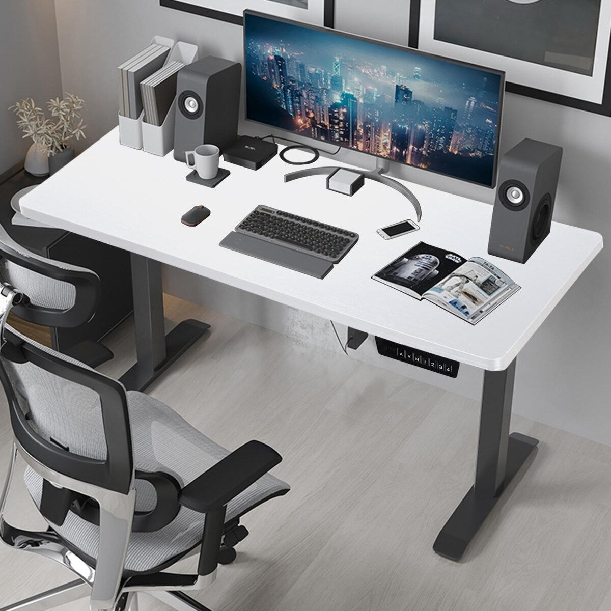 Electric Height Adjustable Standing Computer Desk For Home Office