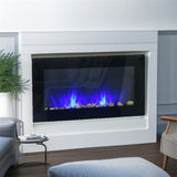 Electric Wall-Mounted Fireplace w/Flame Effect,7Color Background Light