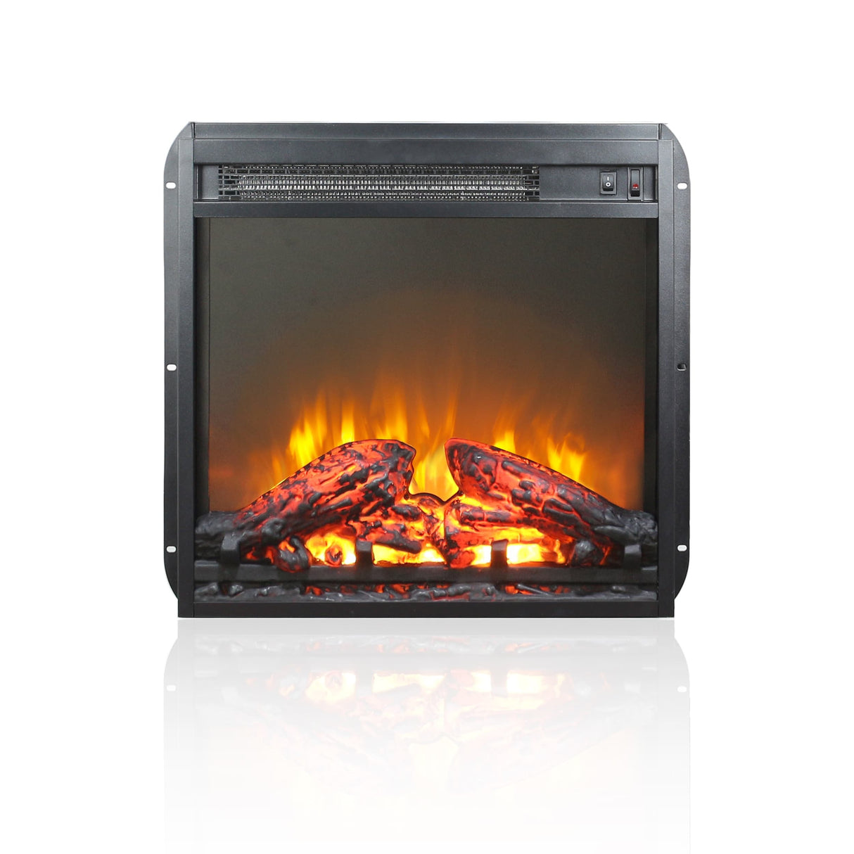 Electric fireplace insert, ultra thin heater with log
