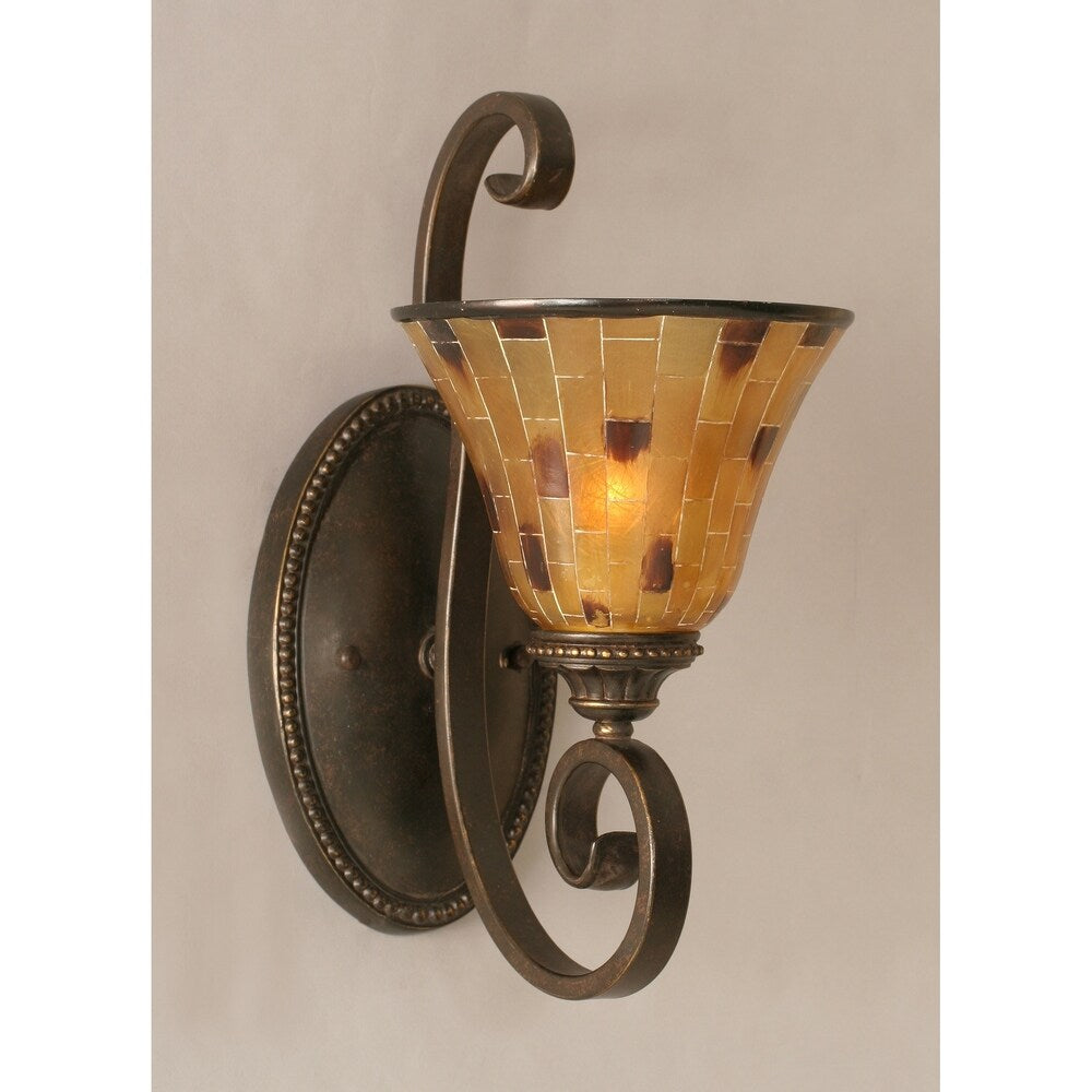 Eleganté 1 Light Wall Sconce Shown In Dark Granite Finish Glass Shade