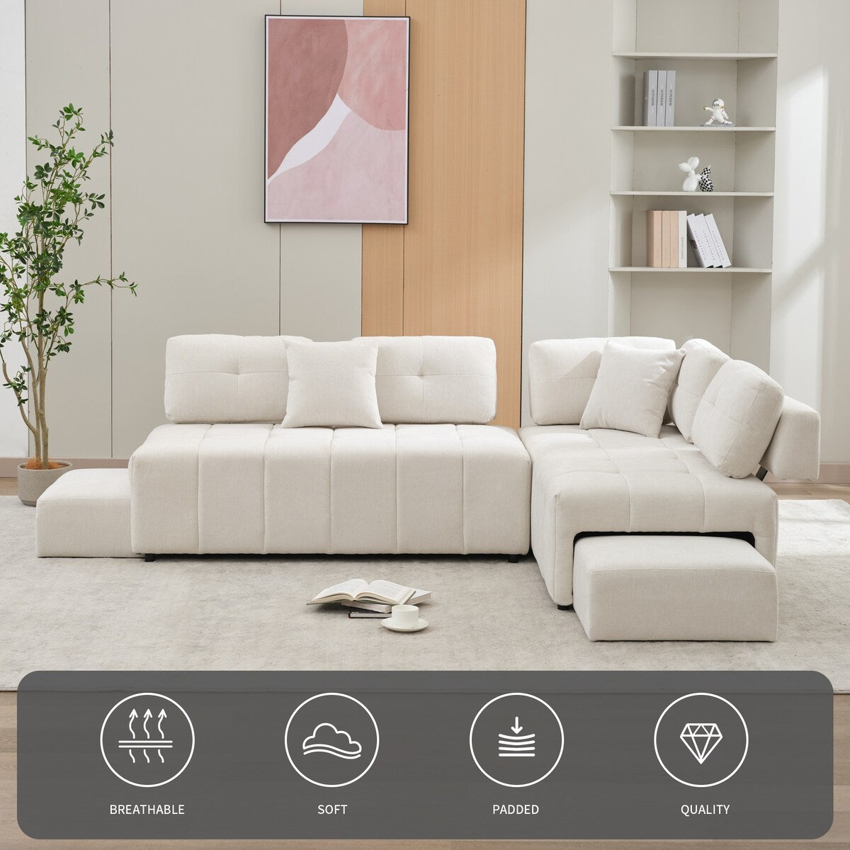 Elegant Accent Sofa /Living Room 5 Seater Sofa L-shaped Sofa Sectional