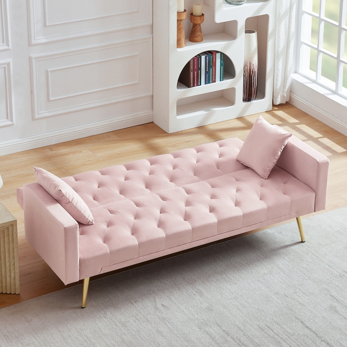 Elegant Accent Sofa, Loveseat Sofa Convertible Folding Futon Sofa Bed, Sleeper Sofa Couch