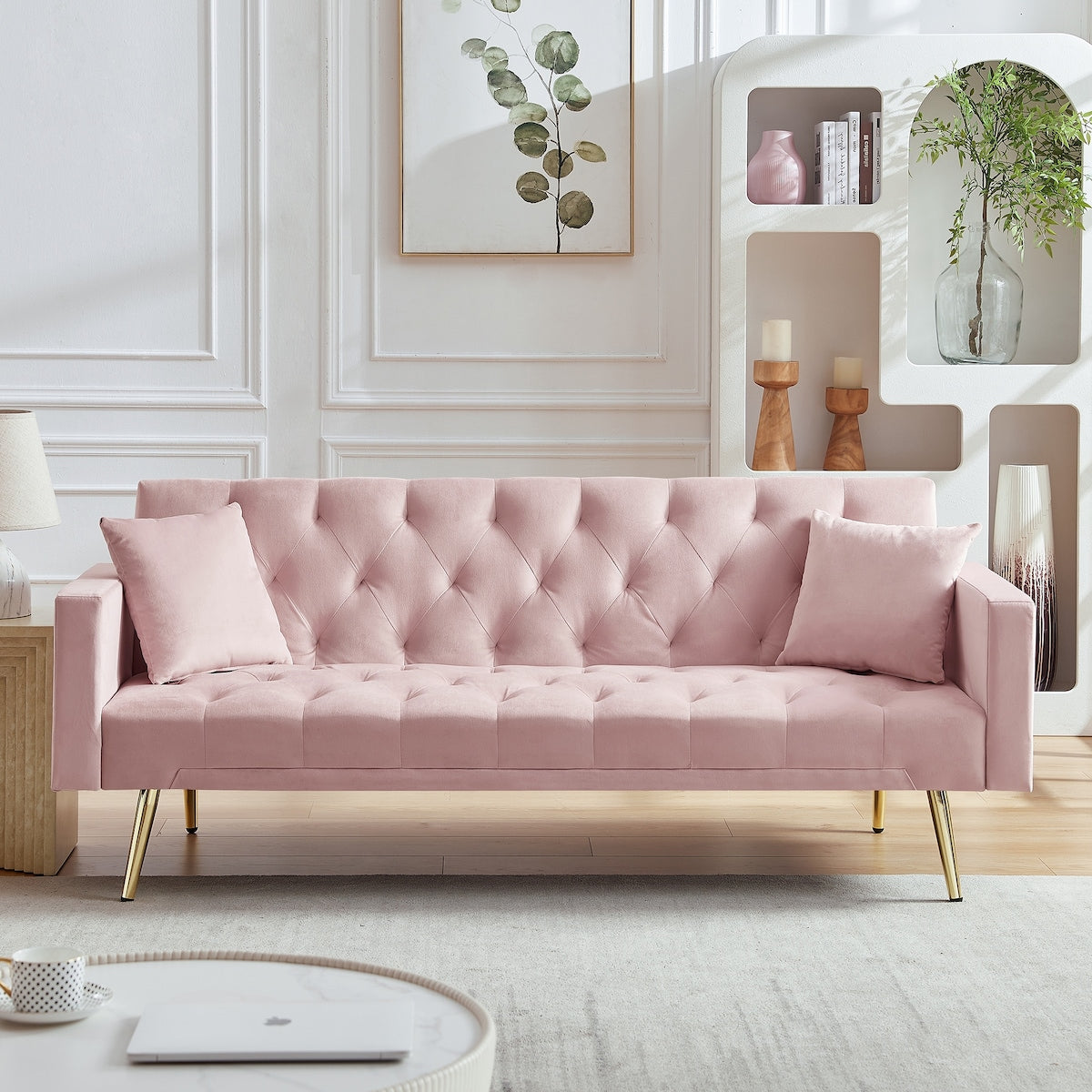 Elegant Accent Sofa, Loveseat Sofa Convertible Folding Futon Sofa Bed, Sleeper Sofa Couch