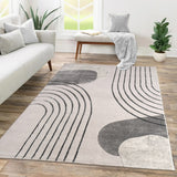 Elegant Area Rug with Modern Carved Lines and Artistic Pattern