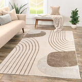 Elegant Area Rug with Modern Carved Lines and Artistic Pattern