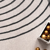 Elegant Area Rug with Modern Carved Lines and Artistic Pattern