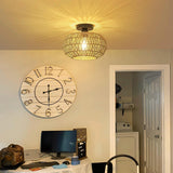 Elegant Boho Rattan Ceiling Light Fixture - Dimmable LED Bulb Included