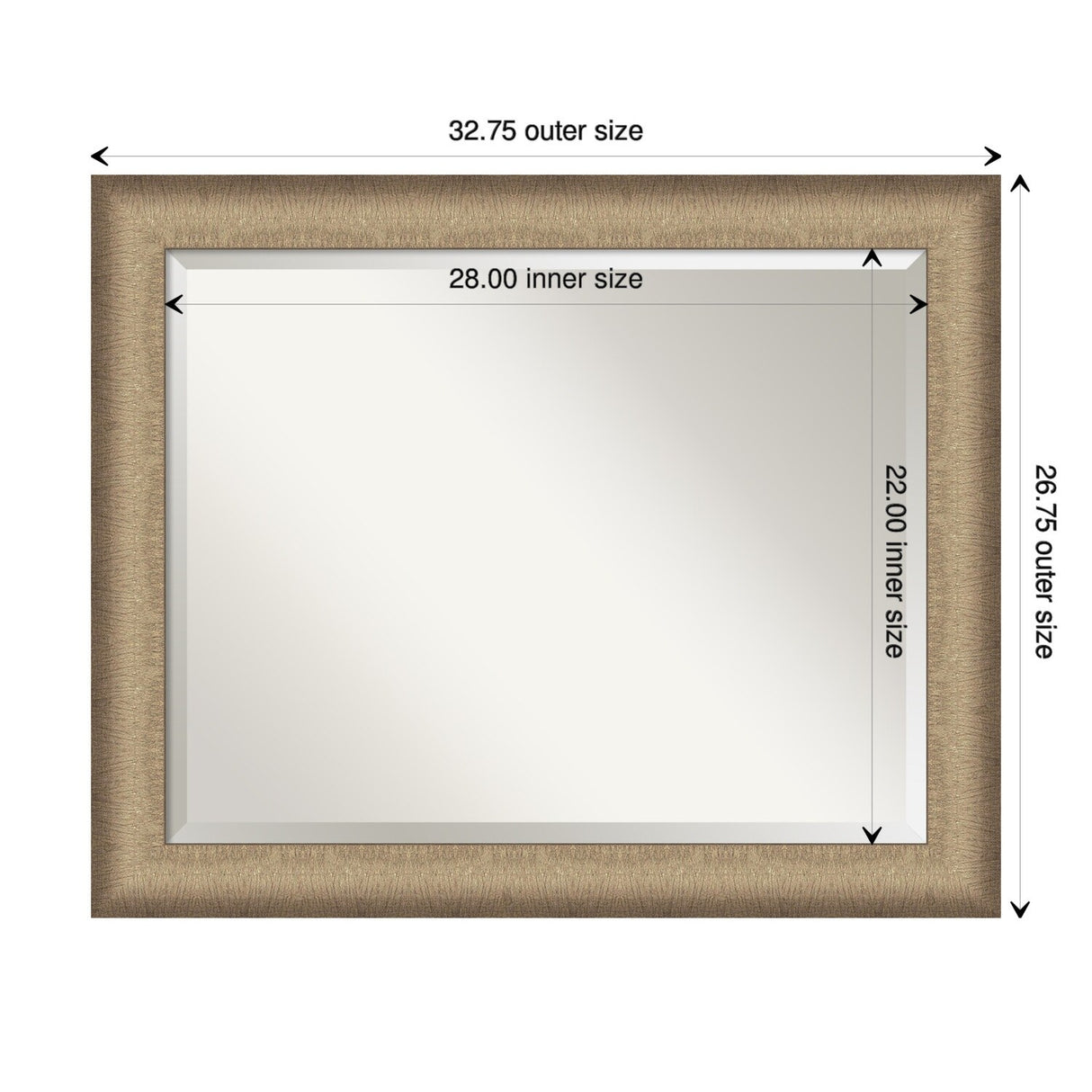 Beveled Wall Mirror - Elegant Brushed Bronze Frame