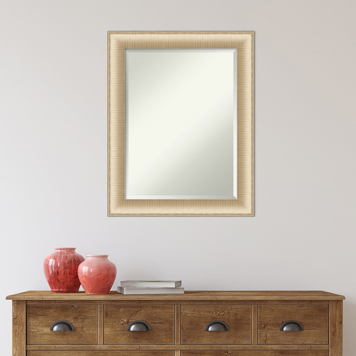 Beveled Wall Mirror - Elegant Brushed Bronze Frame