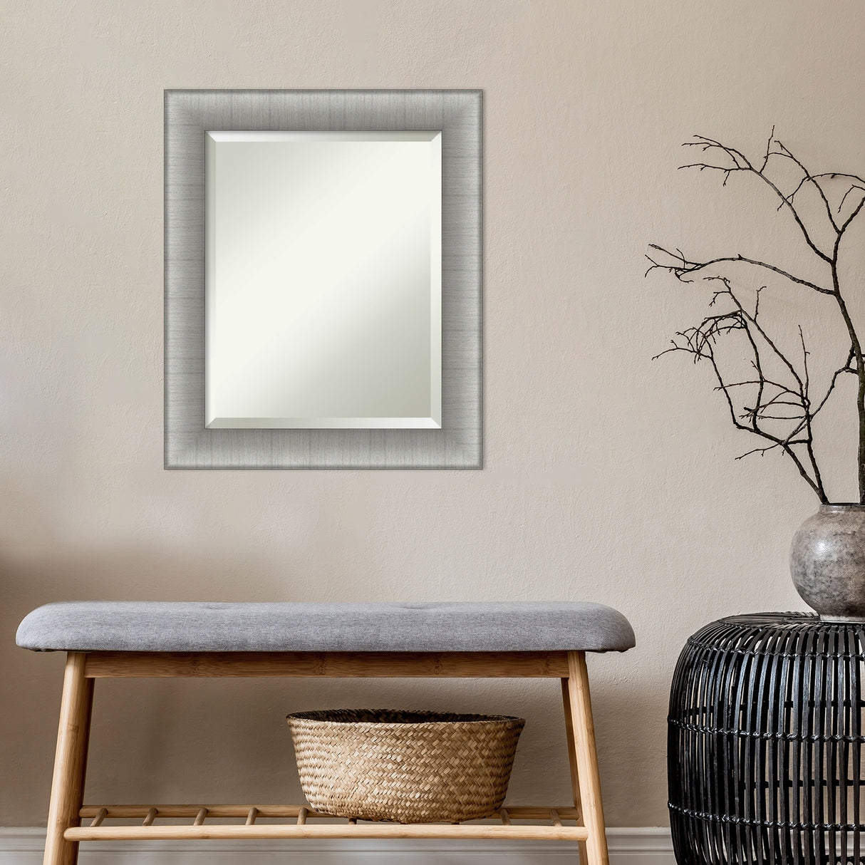 Beveled Wall Mirror - Elegant Brushed Bronze Frame