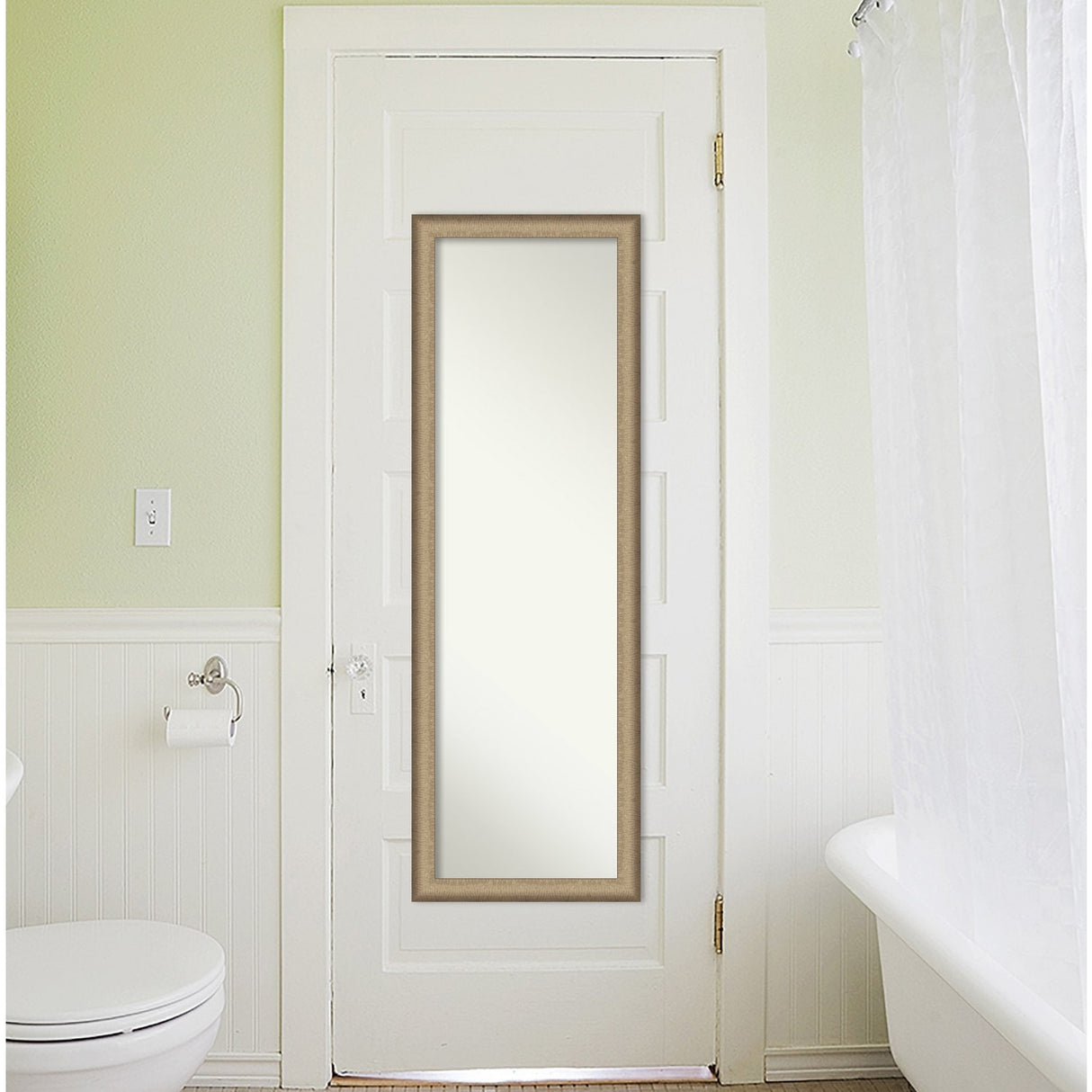 Non-Beveled Full Length On The Door Mirror - Elegant Brushed Frame